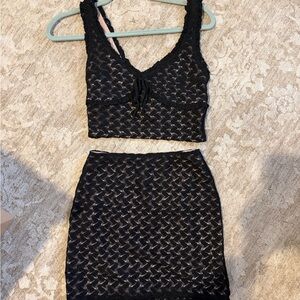 Meshki Black and Gold Skirt Set